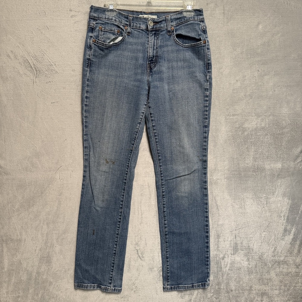 Levis 505 Jeans Womens 8 Blue Medium Wash Mid Rise Straight Stretch Denim